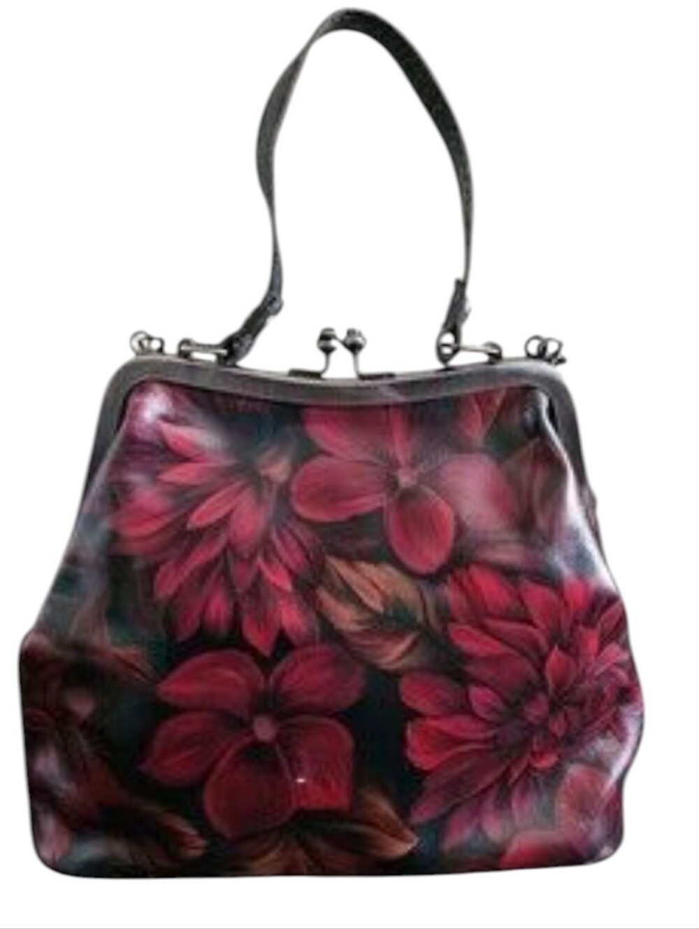 Patricia‎ Nash Womens Handbag Floral Leather Kiss-Lock Shoulder Bag Rustic Mums